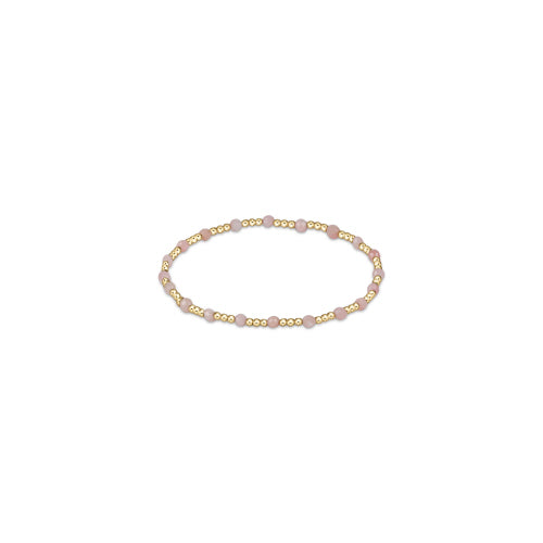 gemstone gold sincerity pattern 3mm bead bracelet - pink opal