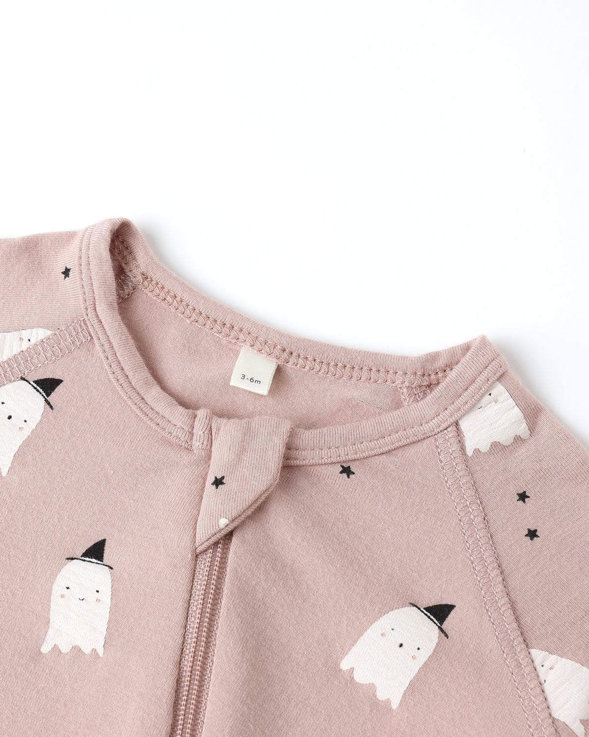 Bamboo Zip Footie || Pink Ghosts