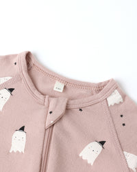 Bamboo Zip Footie || Pink Ghosts