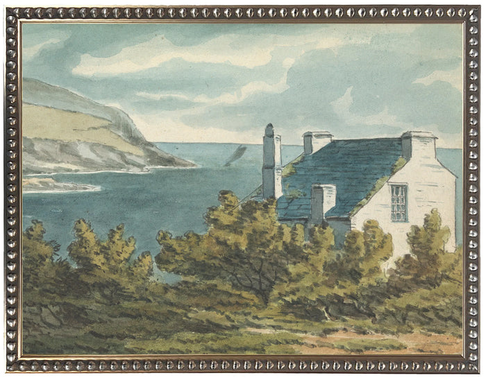 Watercolor House and Ocean - 20x16