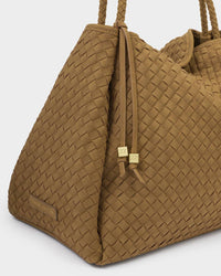 Nova Hand Woven Large Shoulder Bag - Light Caramel Suedette