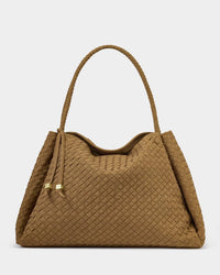 Nova Hand Woven Large Shoulder Bag - Light Caramel Suedette