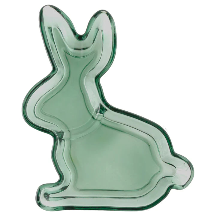Green Glass Bunny Tray