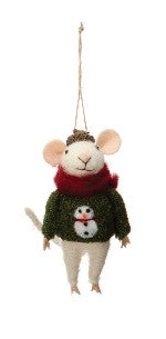 Felt Mouse in Hat and Sweater Ornament, 3 Styles