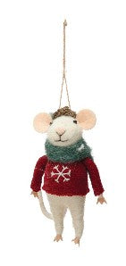 Felt Mouse in Hat and Sweater Ornament, 3 Styles
