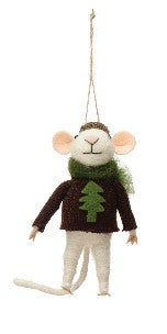 Felt Mouse in Hat and Sweater Ornament, 3 Styles