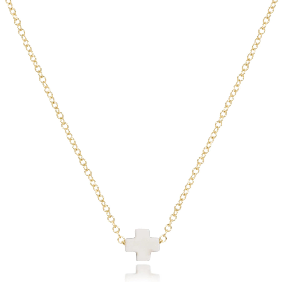 16" necklace gold - signature cross small - off-white