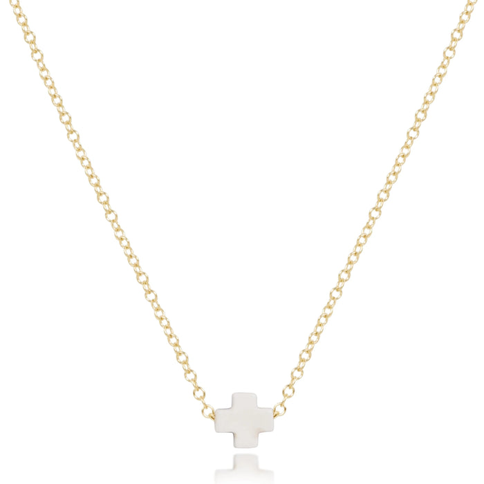 16" necklace gold - signature cross small - off-white