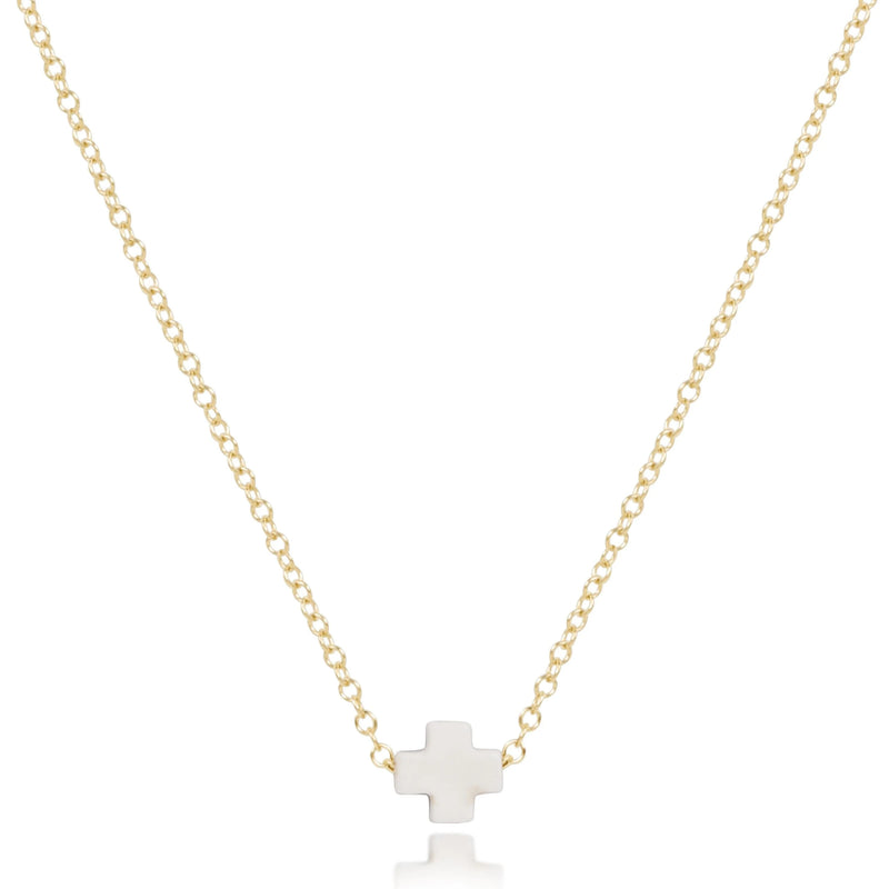 16" necklace gold - signature cross small - off-white