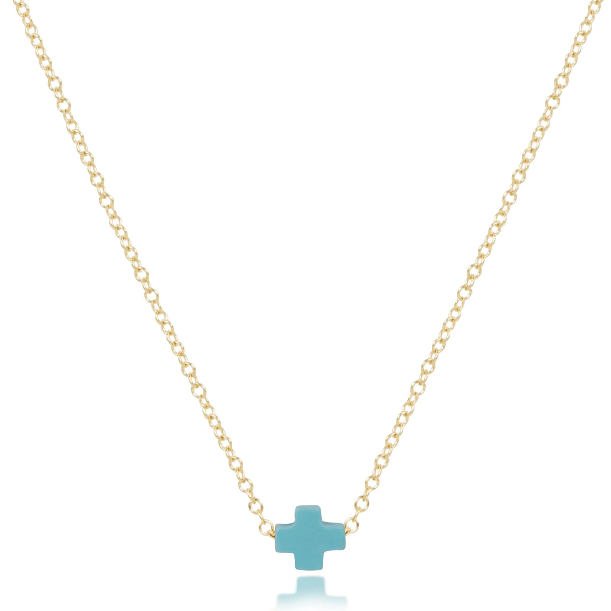 16" necklace gold - signature cross small - turquoise