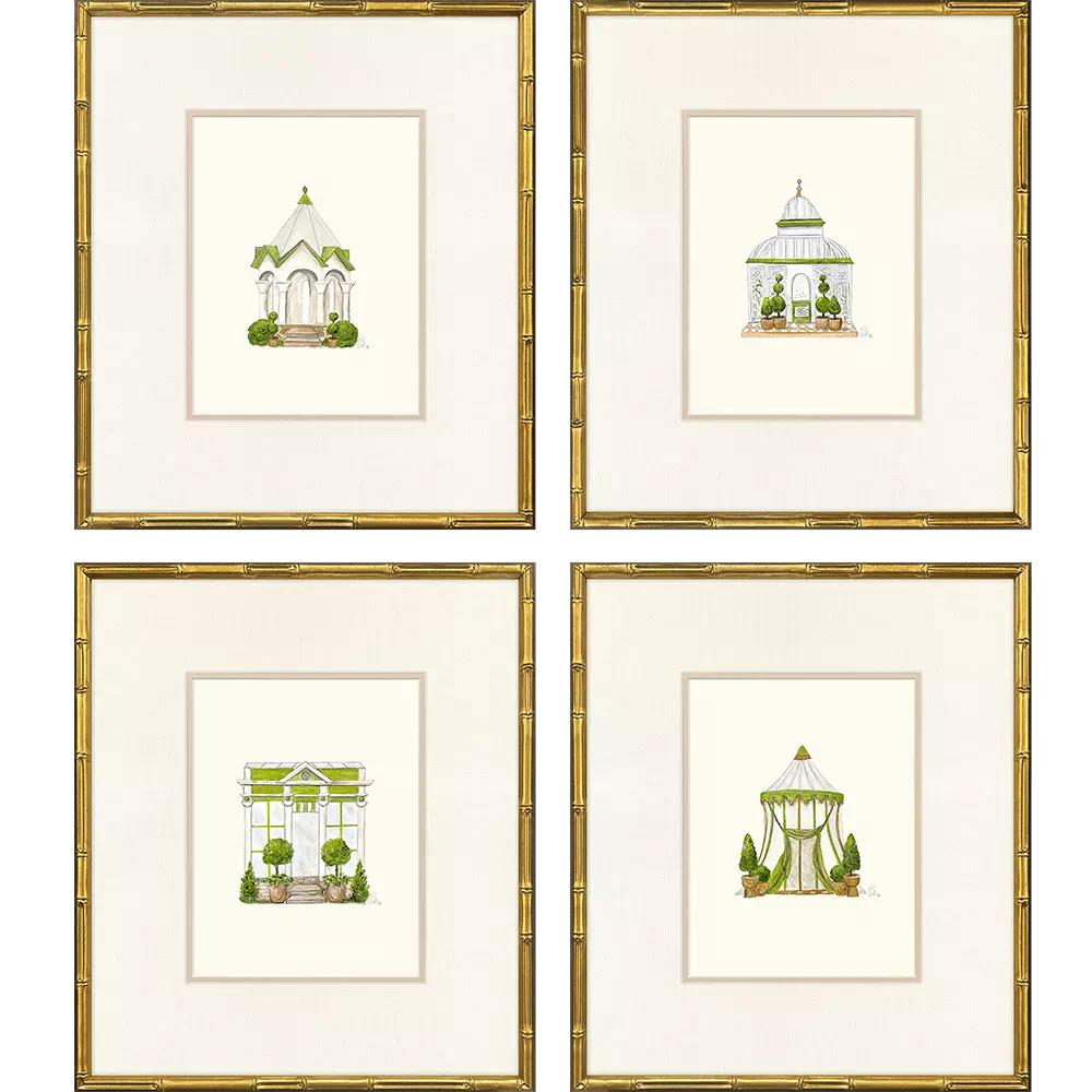 Conservatory in Gold Bamboo Frame - Sold in Set of 2