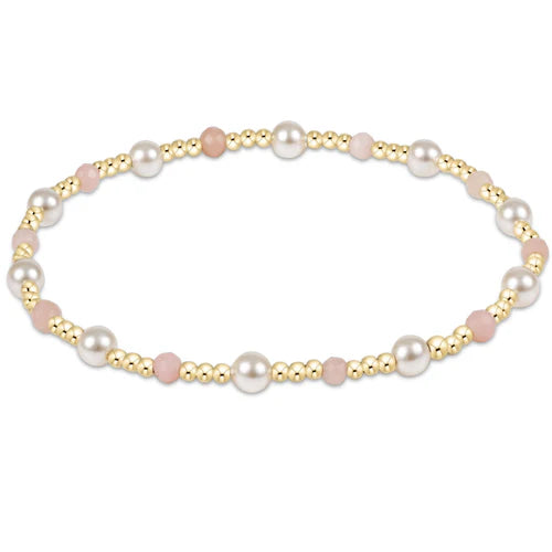 pearl sincerity pattern 4mm bead bracelet - pink opal