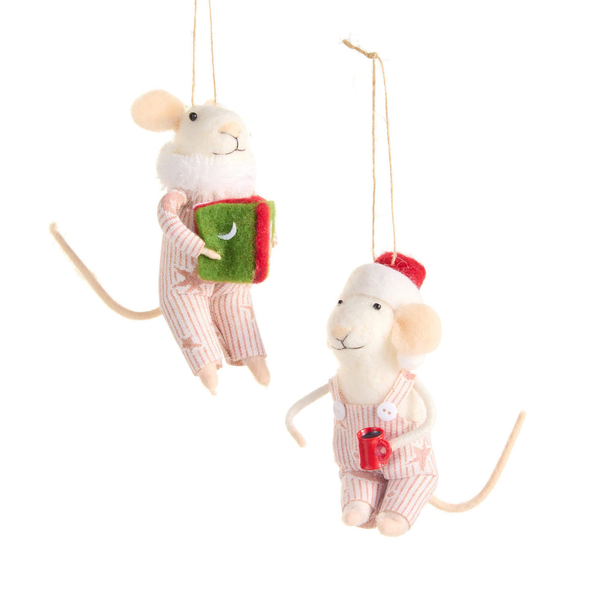 6 Reading and Drinking Mice Ornament