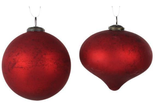 Matte Red Rustic Glass Ornament - 6"