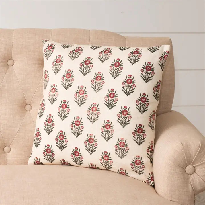 Red Block Print Silhouette Pillow