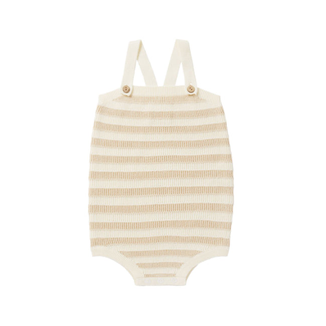 Knit Baby Romper | Sand Stripe