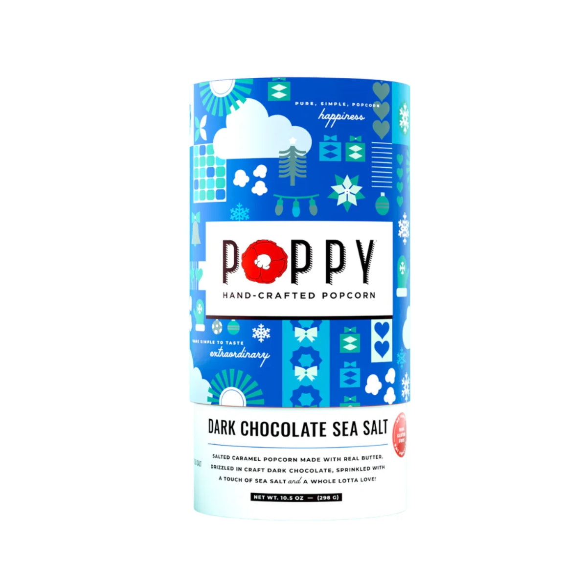 Poppy Handcrafted Popcorn - Sea Salt Dark Chocolate Cylinder