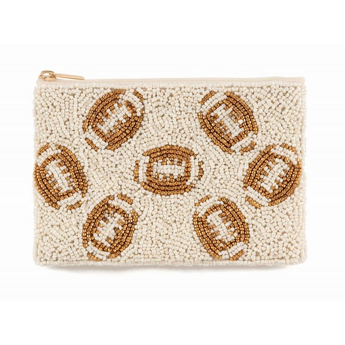 Footballs Beaded Zip Pouch