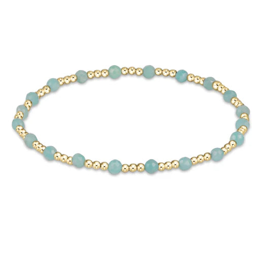 gemstone gold sincerity pattern 3mm bead bracelet - amazonite