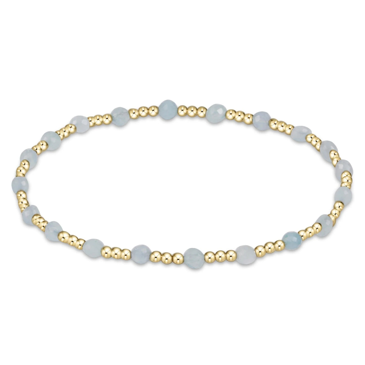 gemstone gold sincerity pattern 3mm bead bracelet - aquamarine