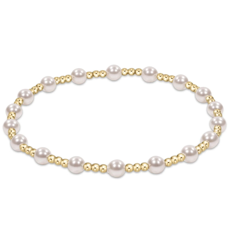 classic sincerity pattern 4mm bead bracelet- pearl