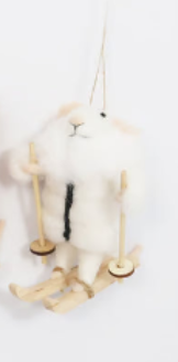 Skiing Mouse Felt Ornament, Asst. 4.75"