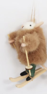 Skiing Mouse Felt Ornament, Asst. 4.75"
