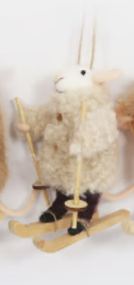 Skiing Mouse Felt Ornament, Asst. 4.75"