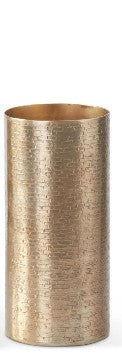 Textured Antiqued Gold Cylinder Vases