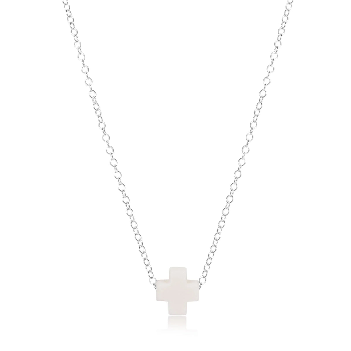 16" necklace sterling - signature cross off-white