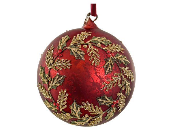Glass Ball Antique Mat Red Ornament