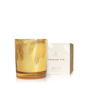 Frasier Fir Poured Candle, Pine Needle Gilded Gold