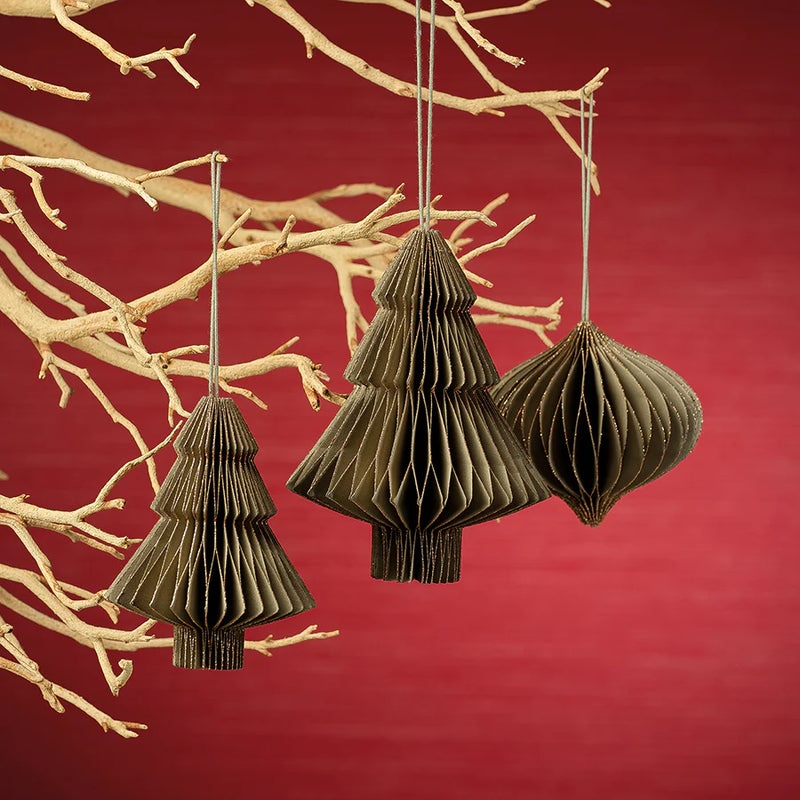 Decorative Paper Tree Ornament - Taupe - 4.5 in