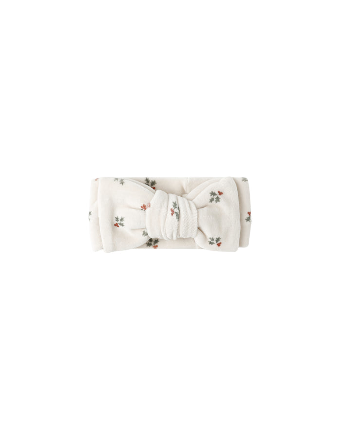 Velour Bow Headband || Holly Berry