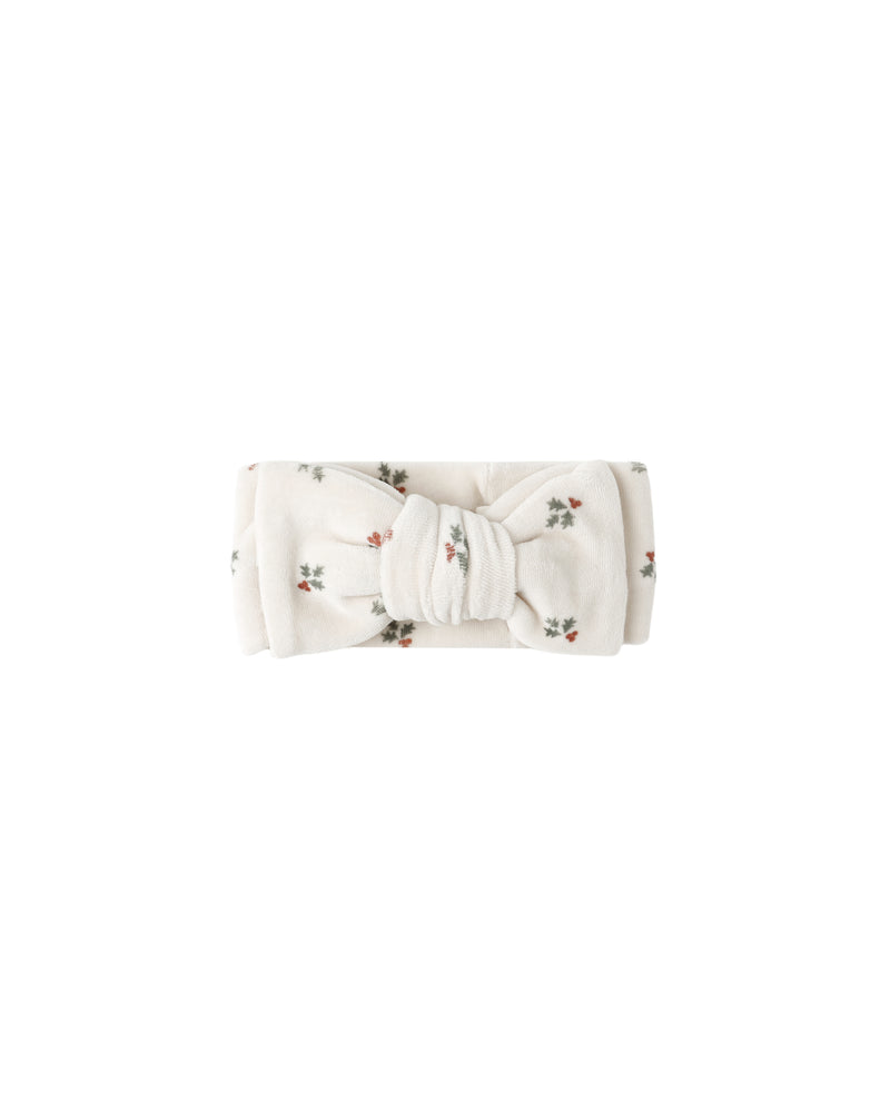 Velour Bow Headband || Holly Berry