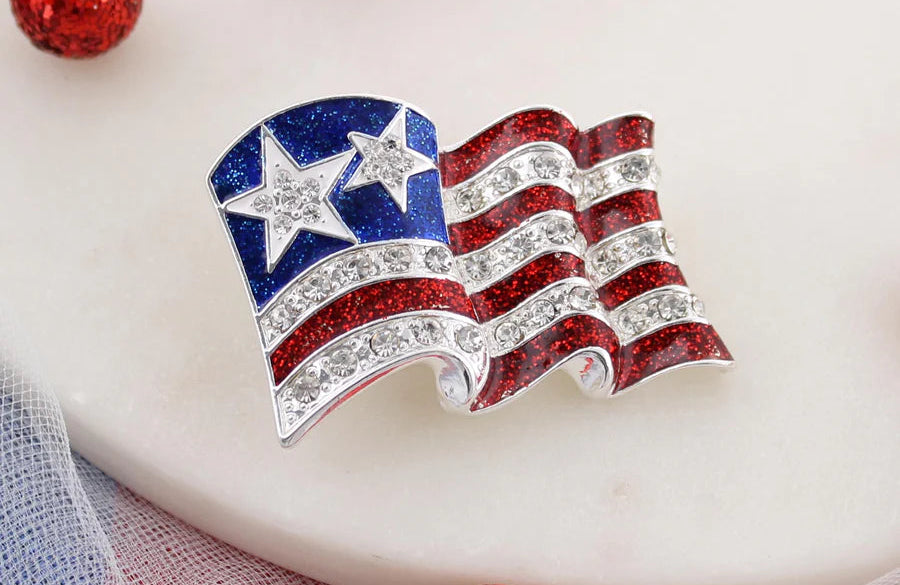 Crystal Waving Flag Pin/Pendant
