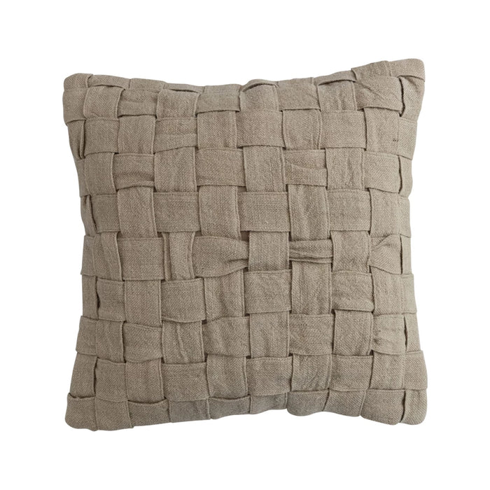 Jute & Cotton Woven Pillow w/Basket Weave Design 20"x20"