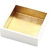 White Lacquer-Gold Napkin Holder