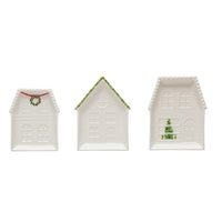 Embossed Stoneware House Plate, 3 Styles