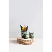 Glass Candle Holder w/Etched Pinecones