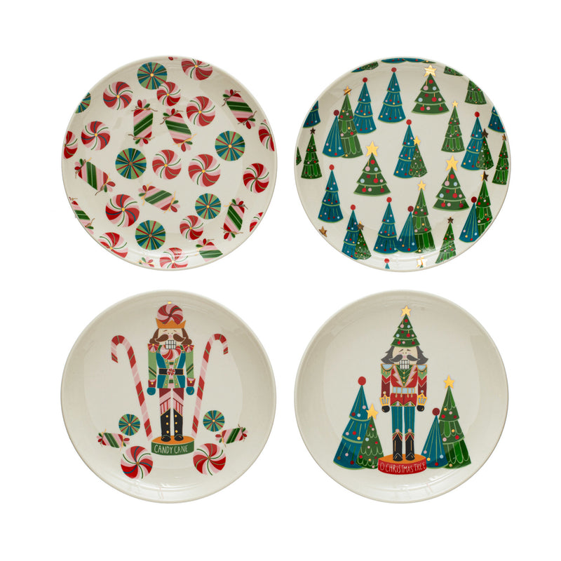 Stoneware Plate with Holiday Pattern