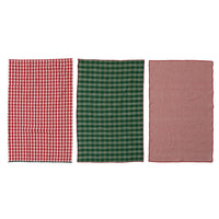 Woven Cotton Tea Towels, Multi Color, Set of 3 - Red, White, Green