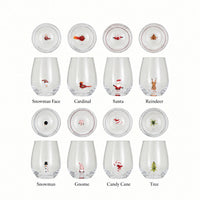 Stemless Wine Glass w/ Holiday Figure Inside