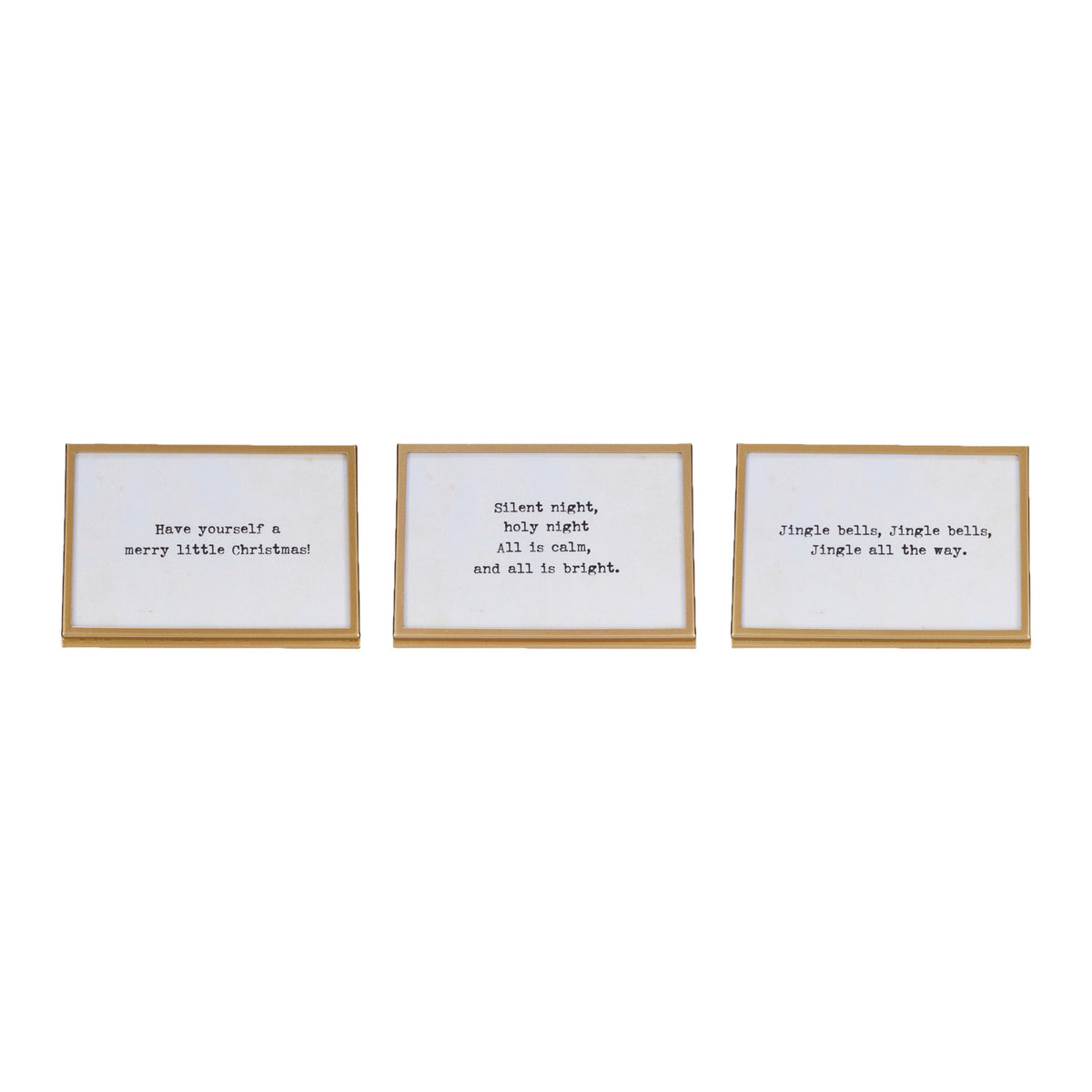 Metal & Glass Frame w/ Easel & Saying, Gold Finish, 3 Styles