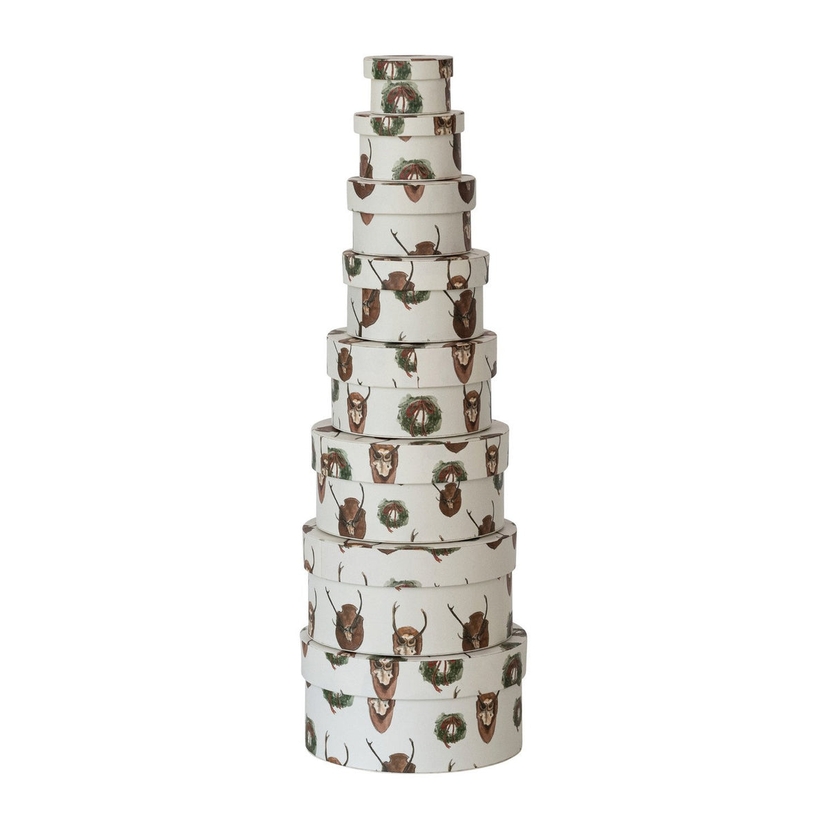 Round Handmade Recycled Paper Nesting Gift Boxes, Set of 8 ©