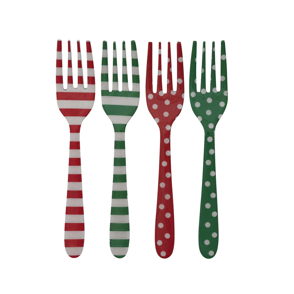 Enameled Stainless Steel Fork with Dots/Stripes Pattern, 4 Styles