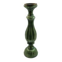 Embossed Mercury Glass Candle Holder, Green