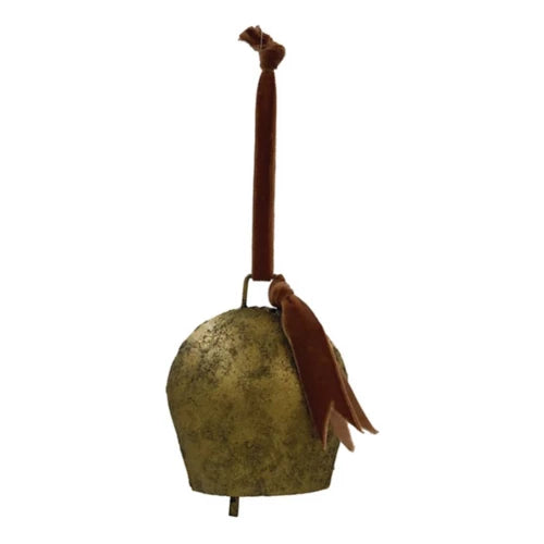 Metal Bell Ornament w/Velvet Ribbon