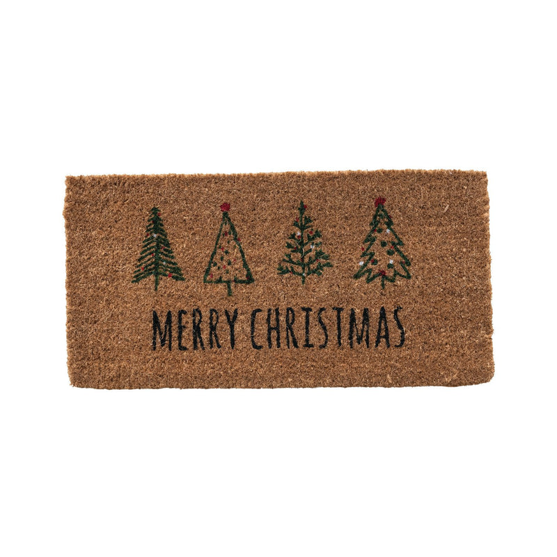 Natural Coir Doormat with Christmas Trees "Merry Christmas"ck