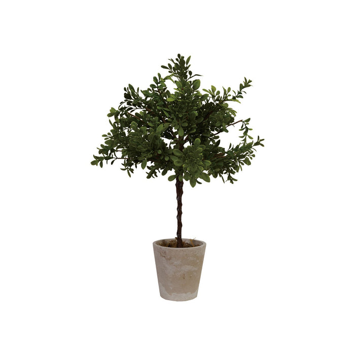 8" Round x 20"H Faux Boxwood Tree with Moss in Paper Pot